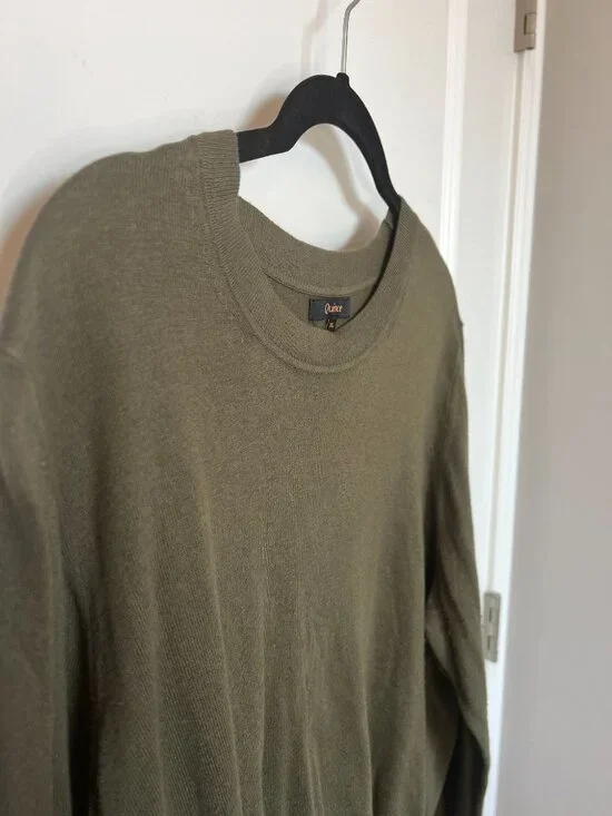 Quince XL Lightweight Cotton Cashmere Crew Sweater, Green - Picture 6 of 9